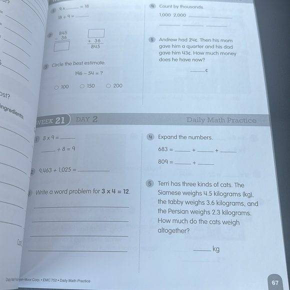Daily math, practice, common core edition grade 3 learning book - Picture 3 of 4